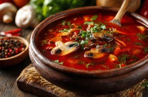 Борщ український з грибами