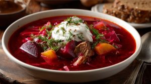 Борщ український з м’ясом та грибами