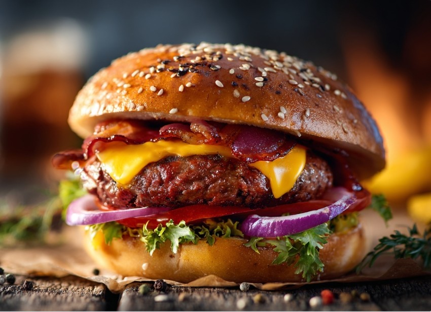 Чізбургер крупним планом з сиром та яловичиною