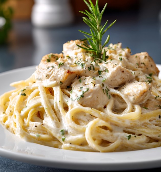 Паста Альфредо у вершковому соусі з зеленню — класичний рецепт.