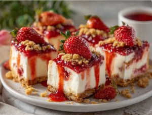 чізкейк з полуничною начинкою зверху