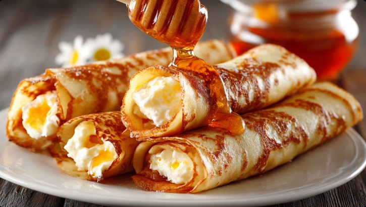 Млинці з сиром — класичний смачний сніданок — Вечеря