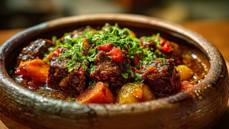 Тушкована картопля з м’ясом — Гаряча страва