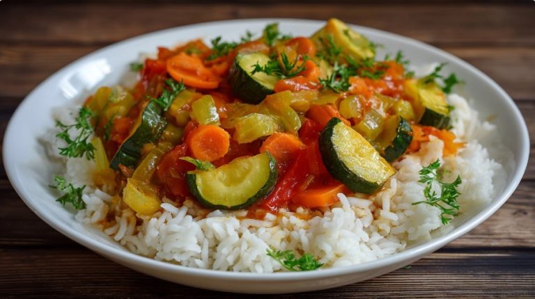 Тушковані овочі з рисом — Овочева страва