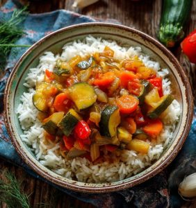 Тушковані овочі з рисом
