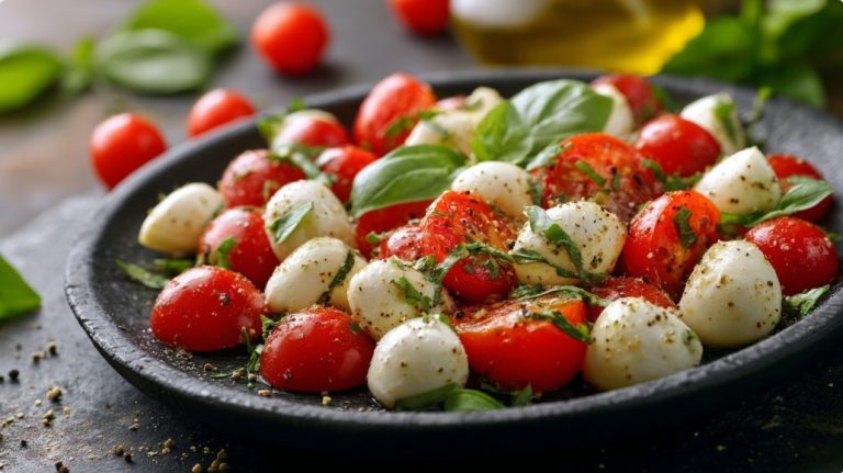 Салат із помідорами чері та моцарелою — Салат